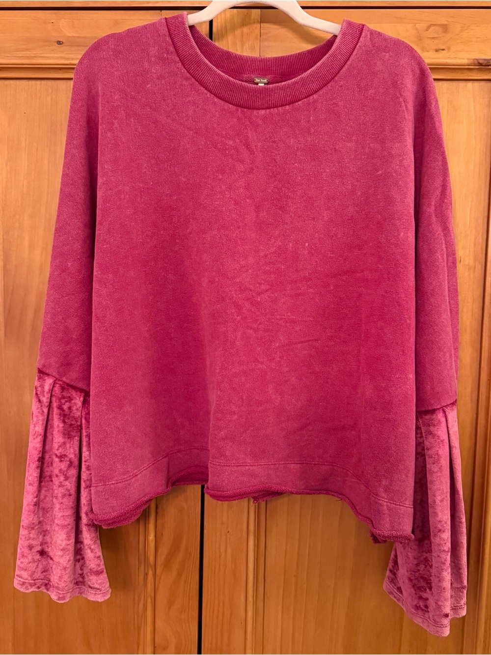 Free People Sweatshirt with Velour Bell Sleeves L